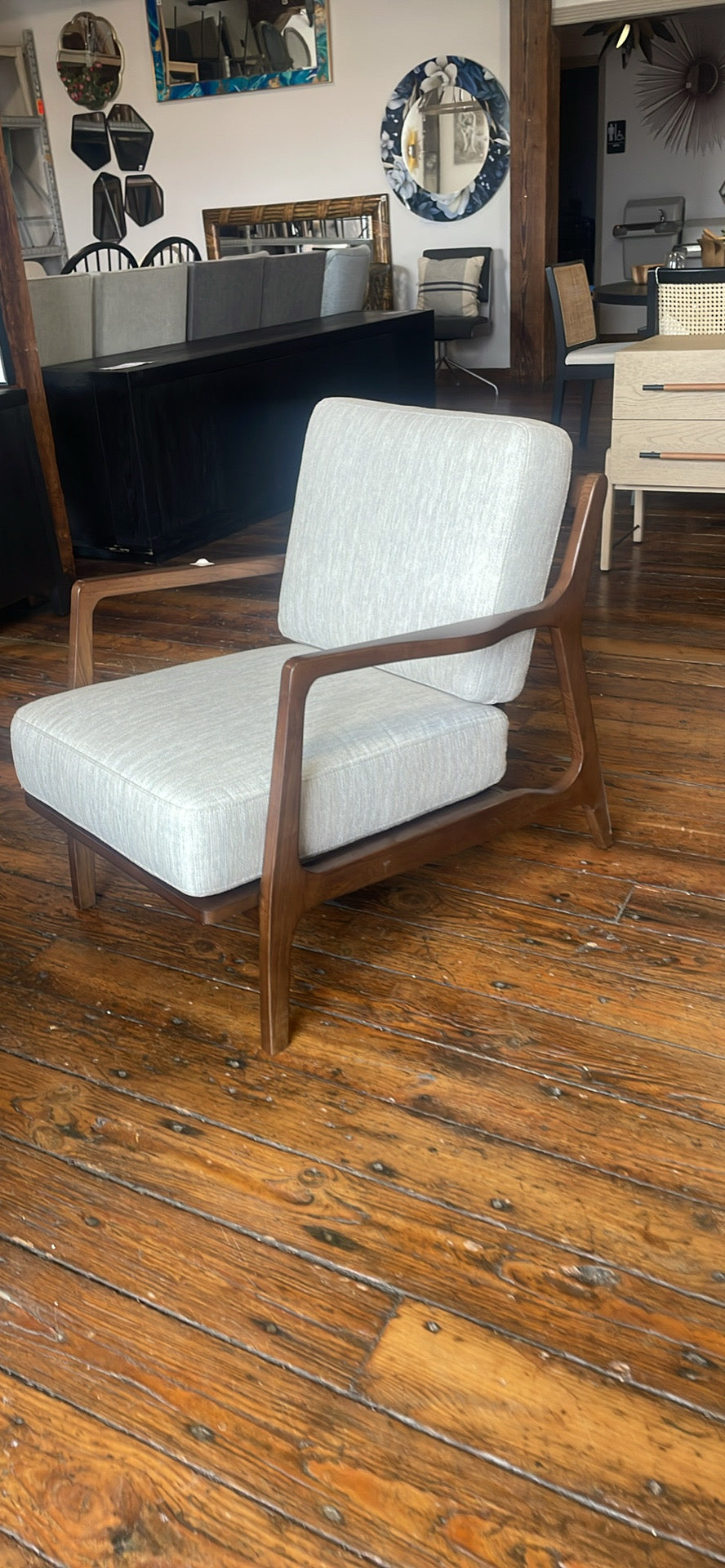 Poly & Bark linen & wood armchair 🩶