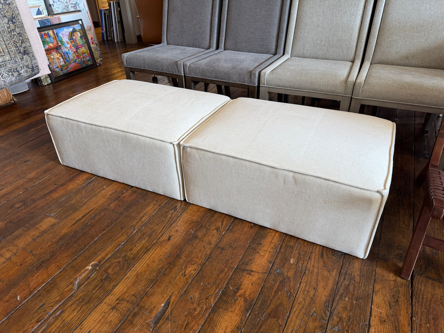 2 soft cream ottomans 🤍