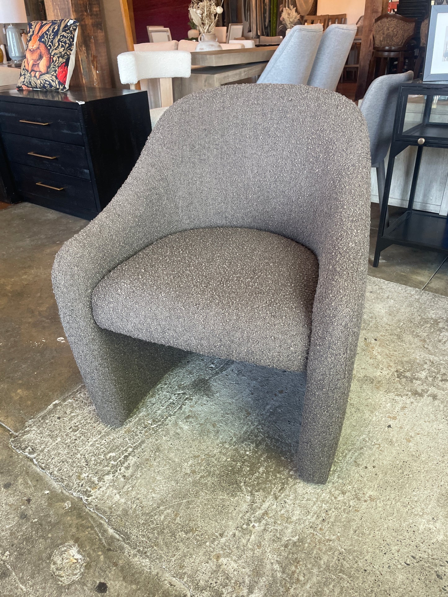 Four Hands Knoll clay brown boucle modern accent chair 🪶