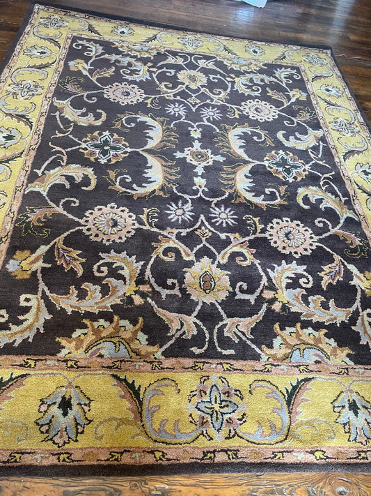 8x11 Artistic Weavers botanical brown hand tufted traditional border wool rug 🌼