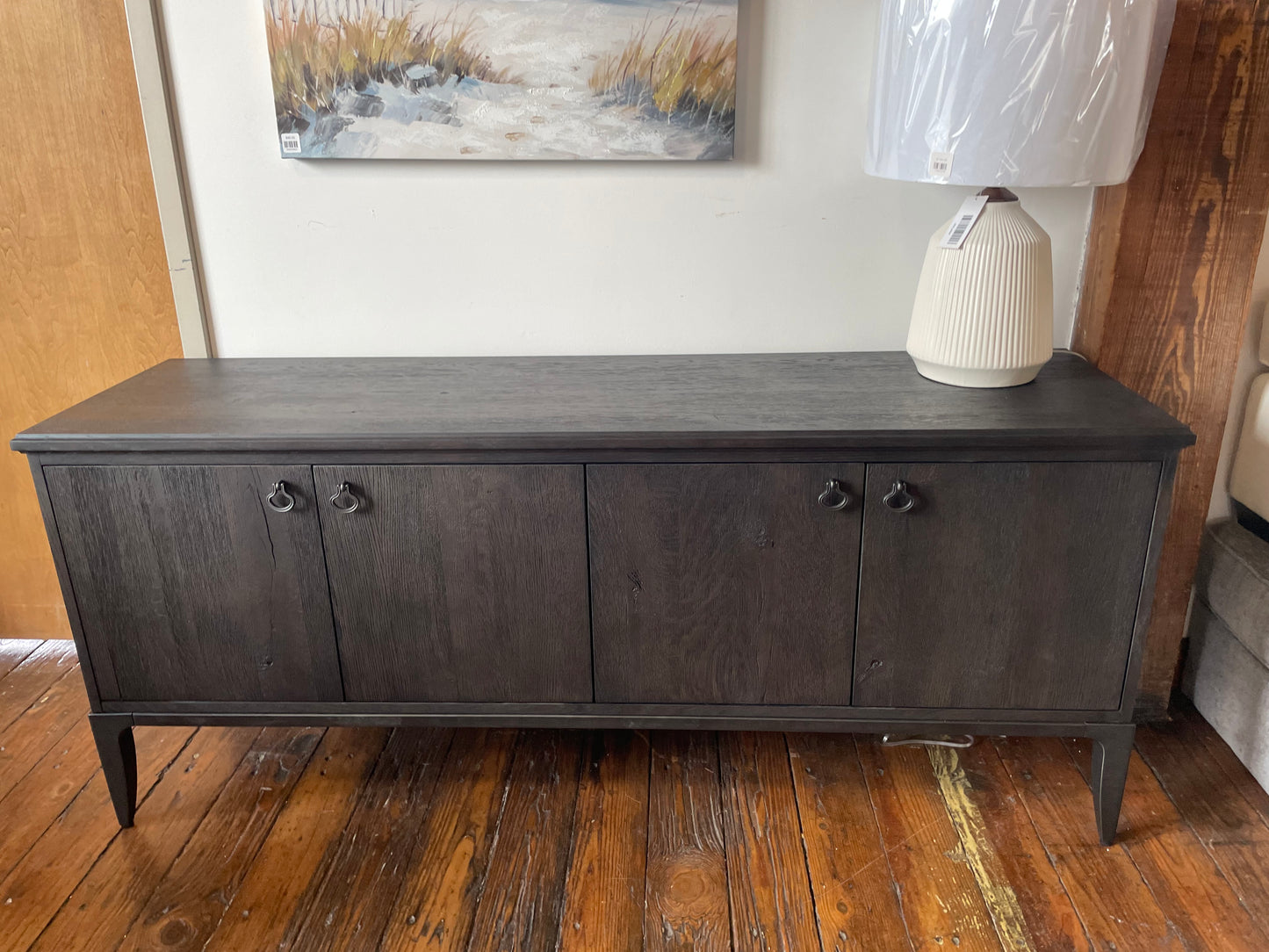 Four Hands worn black oak media console 📺