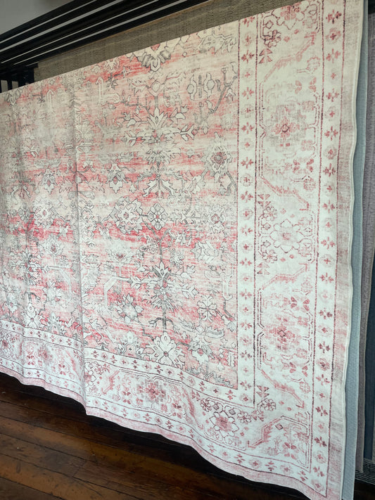9x12 washable light pink distressed vintage medallion rug 🌸