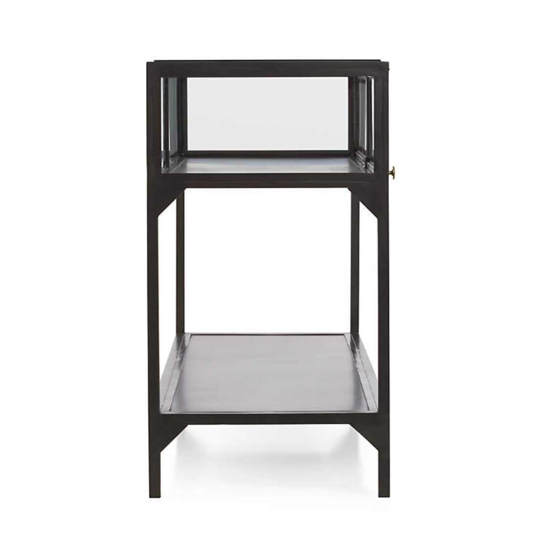 CB2 54" black iron & glass console table w/ storage 🥃