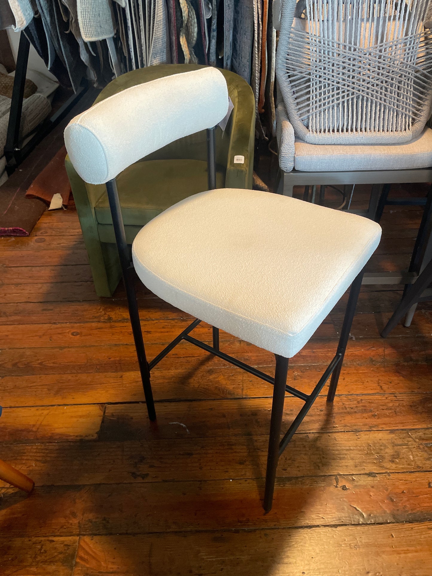 Nathan James white boucle counterheight barstool 🥂