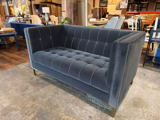 Channel stitched gray velvet loveseat 🩶
