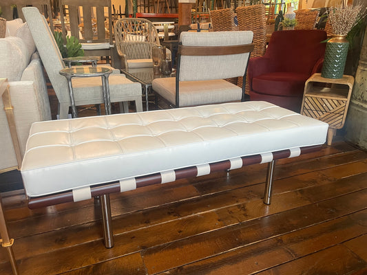 Vegan white leather bench✨