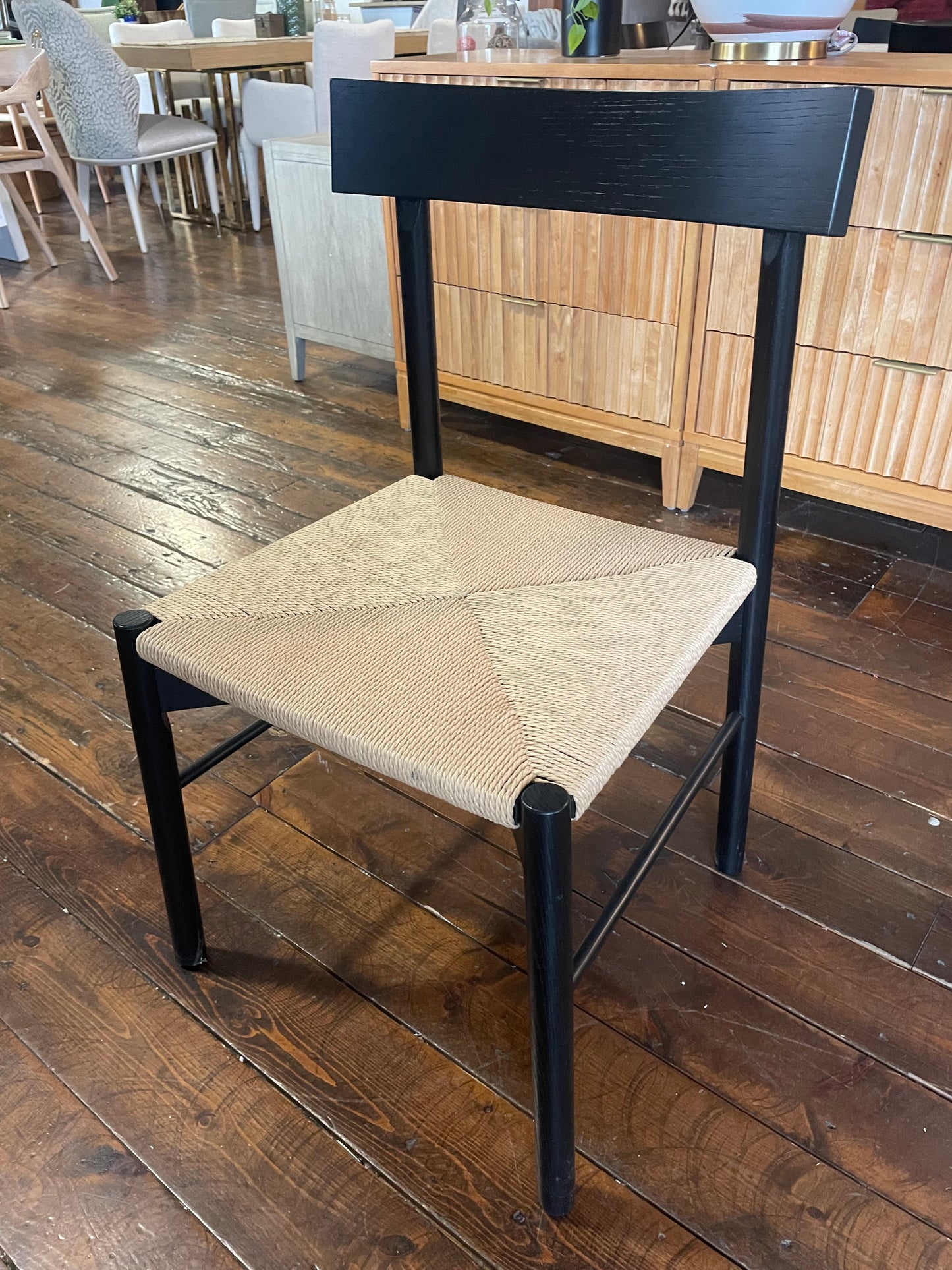 Poly & Bark modern black wood & woven chair 🖤