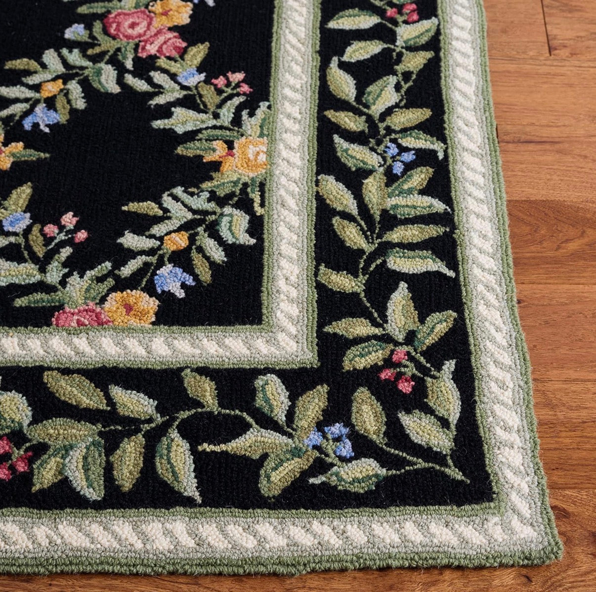9x12 black French country wool rug 🐝