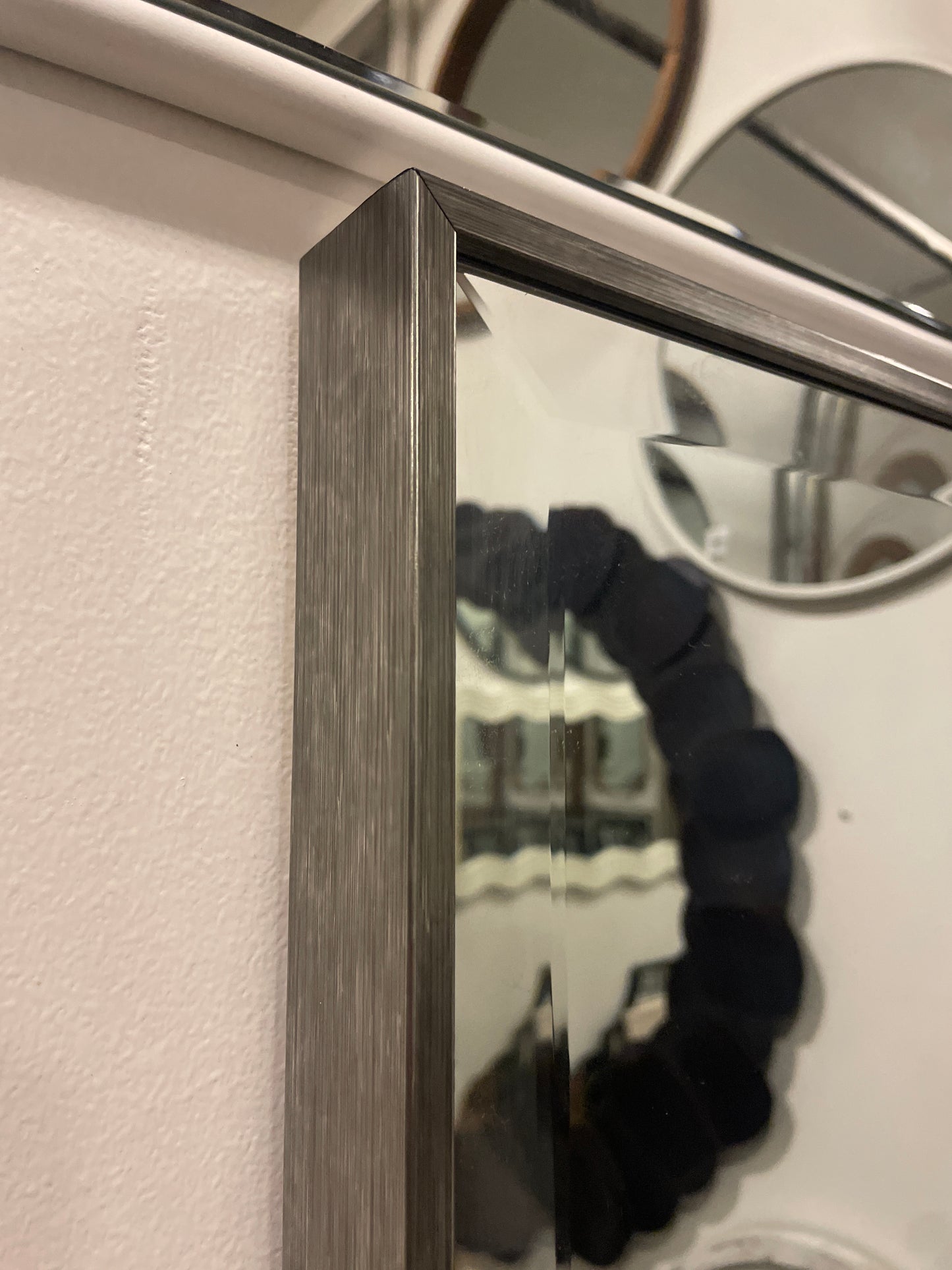 24x36 grey metal framed beveled mirror🩶