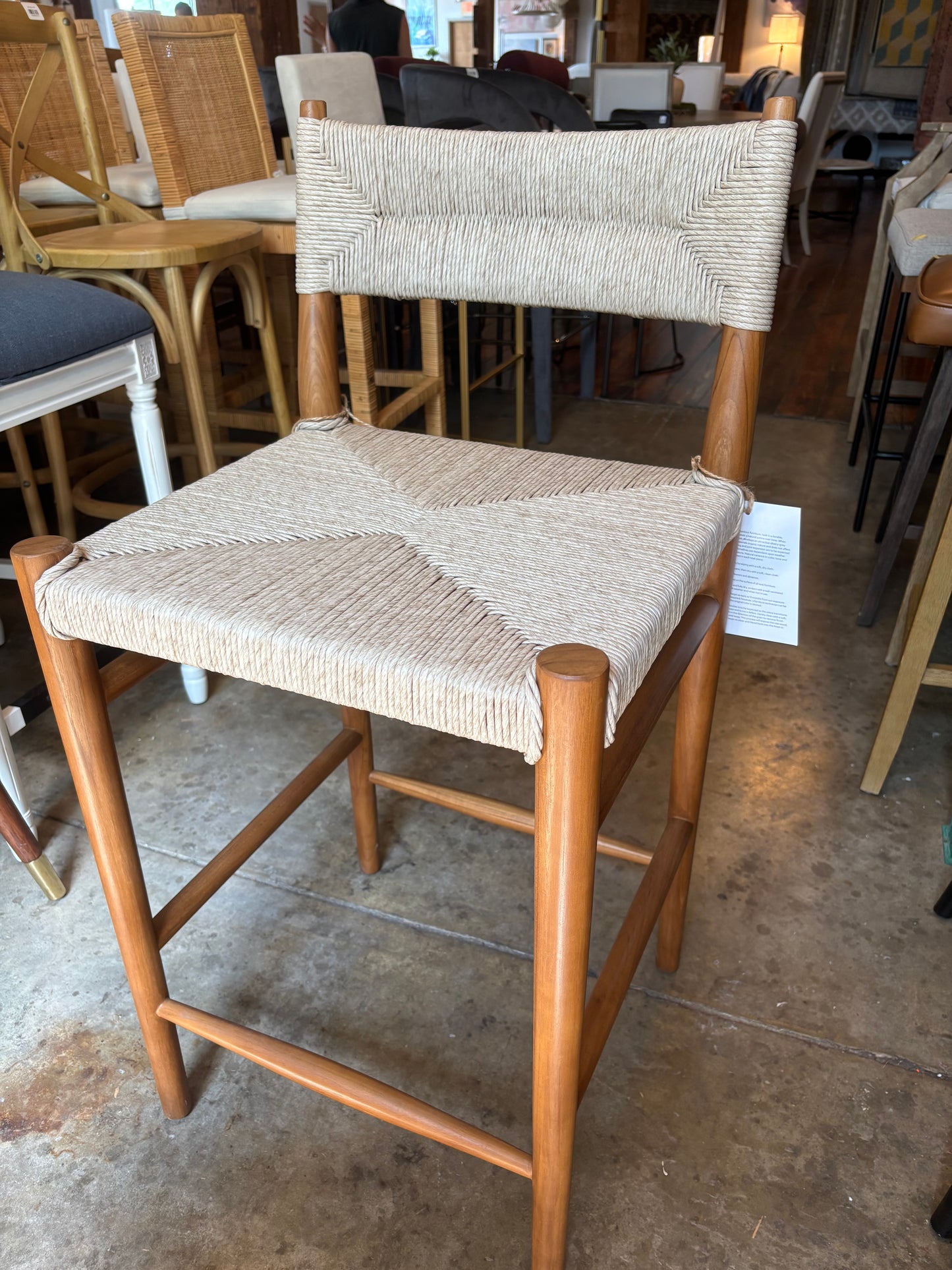 Four Hands indoor/outdoor woven counterheight barstool 🥂