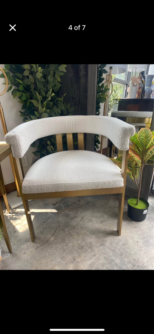 Modern ivory & gold sherpa accent chair ✨