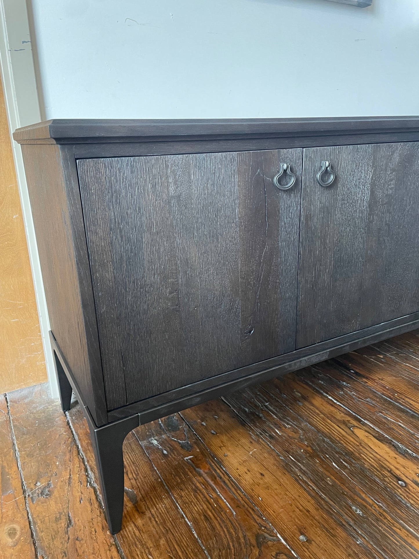 Four Hands worn black oak media console 📺