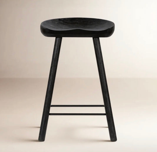 Four Hands backless solid wood black counterheight barstool 🍷