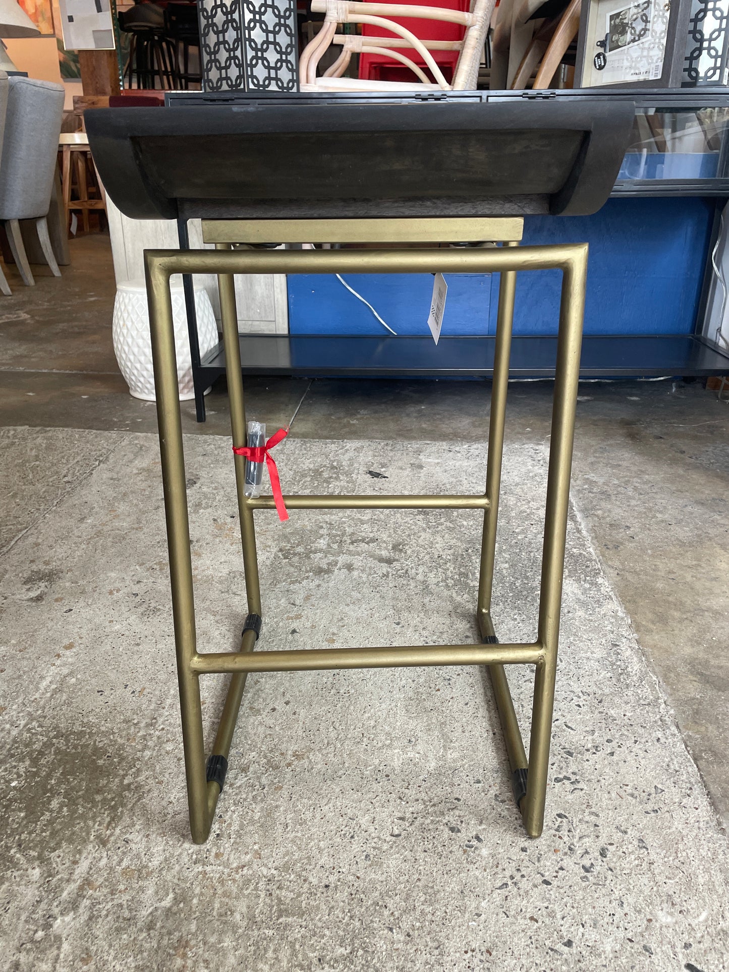 Black wood & gold metal backless Mercana 24” counterheight barstool 🍷
