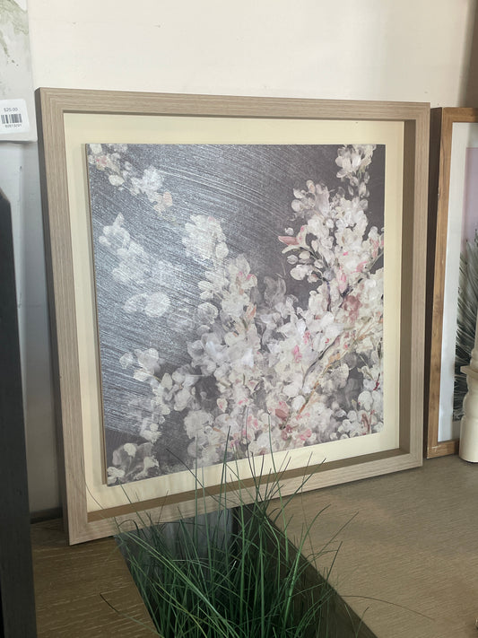Botanical 18” square wood botanical print 🌸