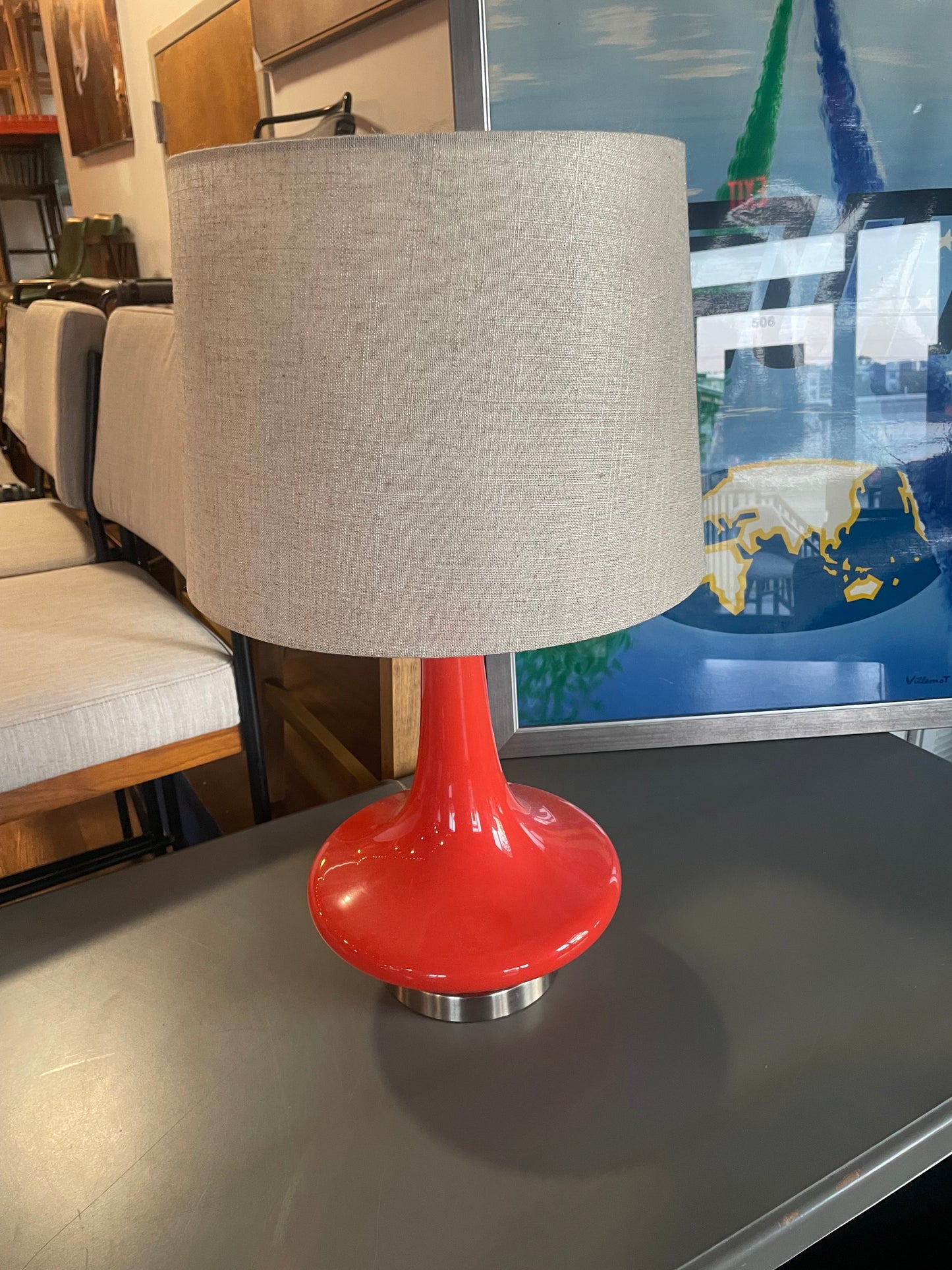 Modern 19” glass orange lamp ☕️