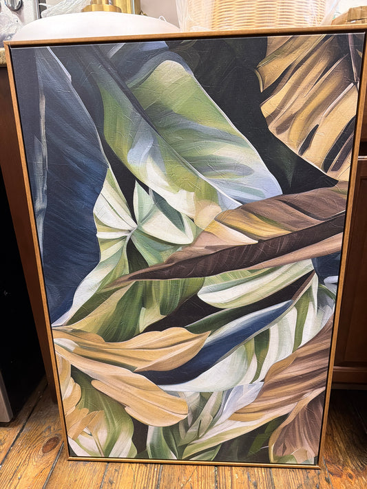 24x36 wood framed banana leaves canvas 🍌