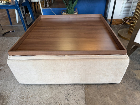 Flip top coffee table & 35” square upholstered beige storage ottoman w/ tray ☕️