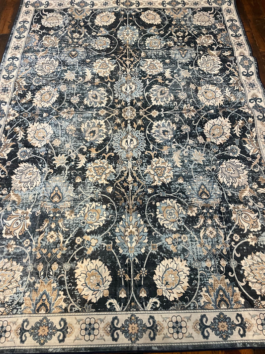 5x7 washable blue botanical rug 🌼