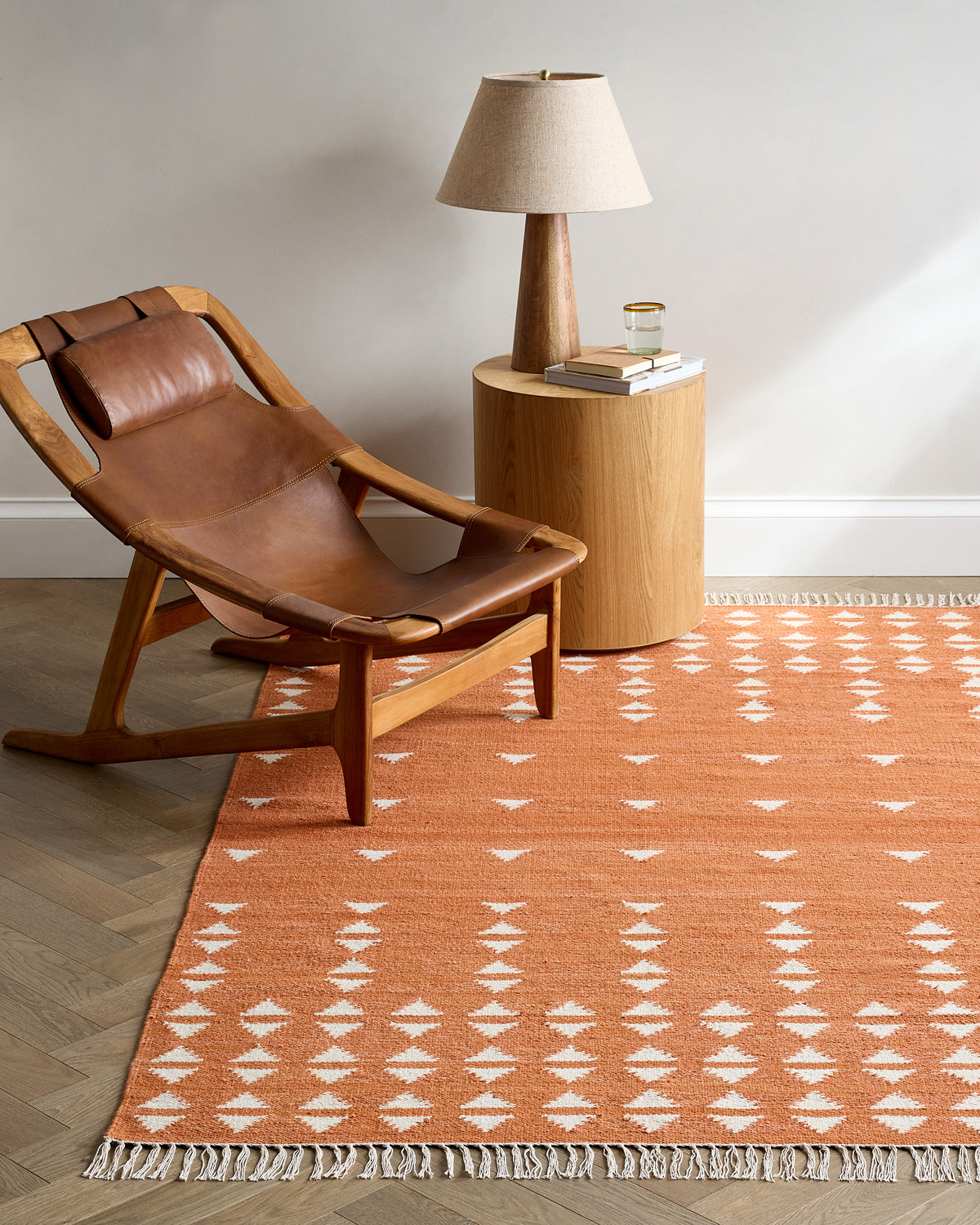 Brick wool kilim rug 5' x 8'