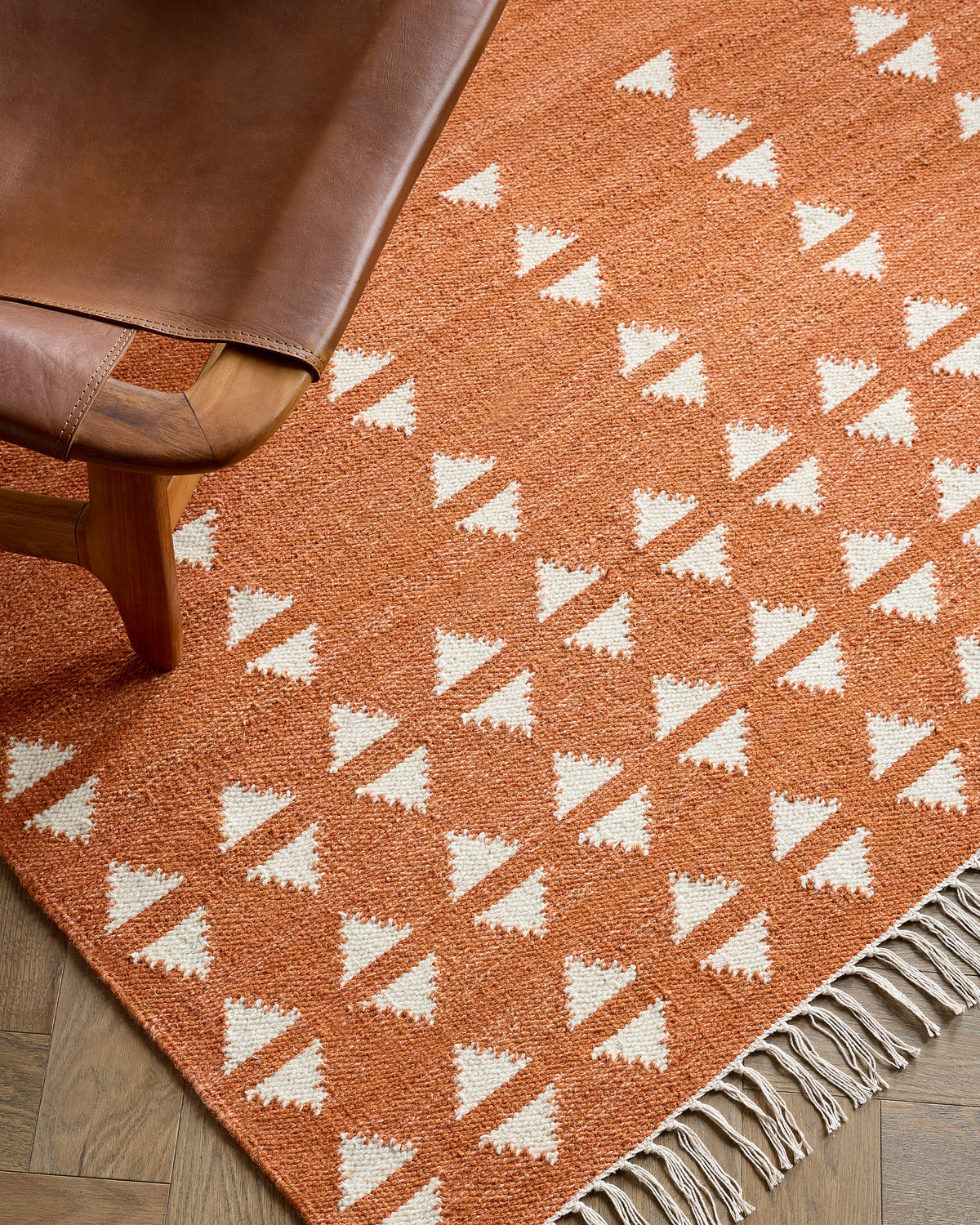 Brick wool kilim rug 5' x 8'