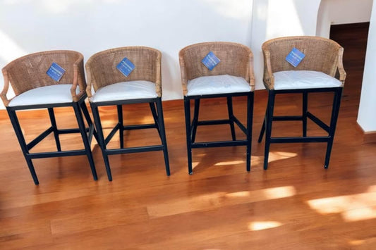 Black, white, & brown wicker barheight barstool🌻
