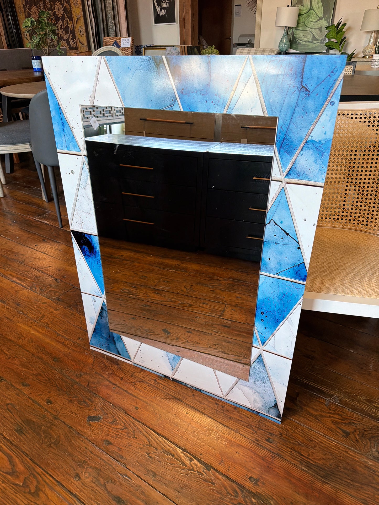30x40 blue & white mirror 🤍