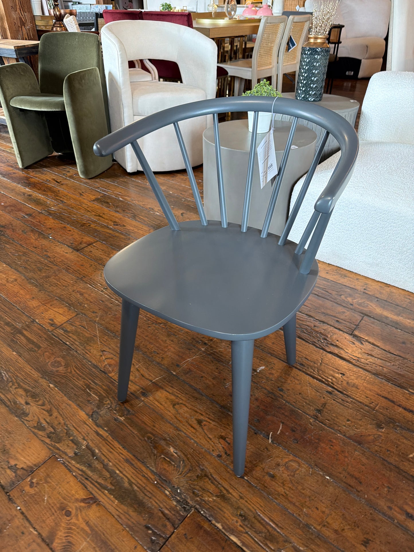Grey wood spindle dining chair 🩶