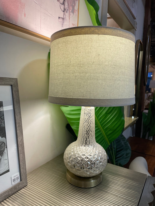 Silver & gold table lamp w/ linen shade ✨