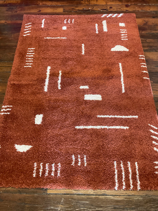4x6 abstract red rug w/ geometric shapes 🔺