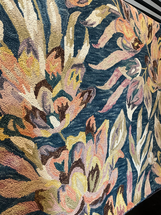 5x8 blue & plum blossom wool floral rug🌿