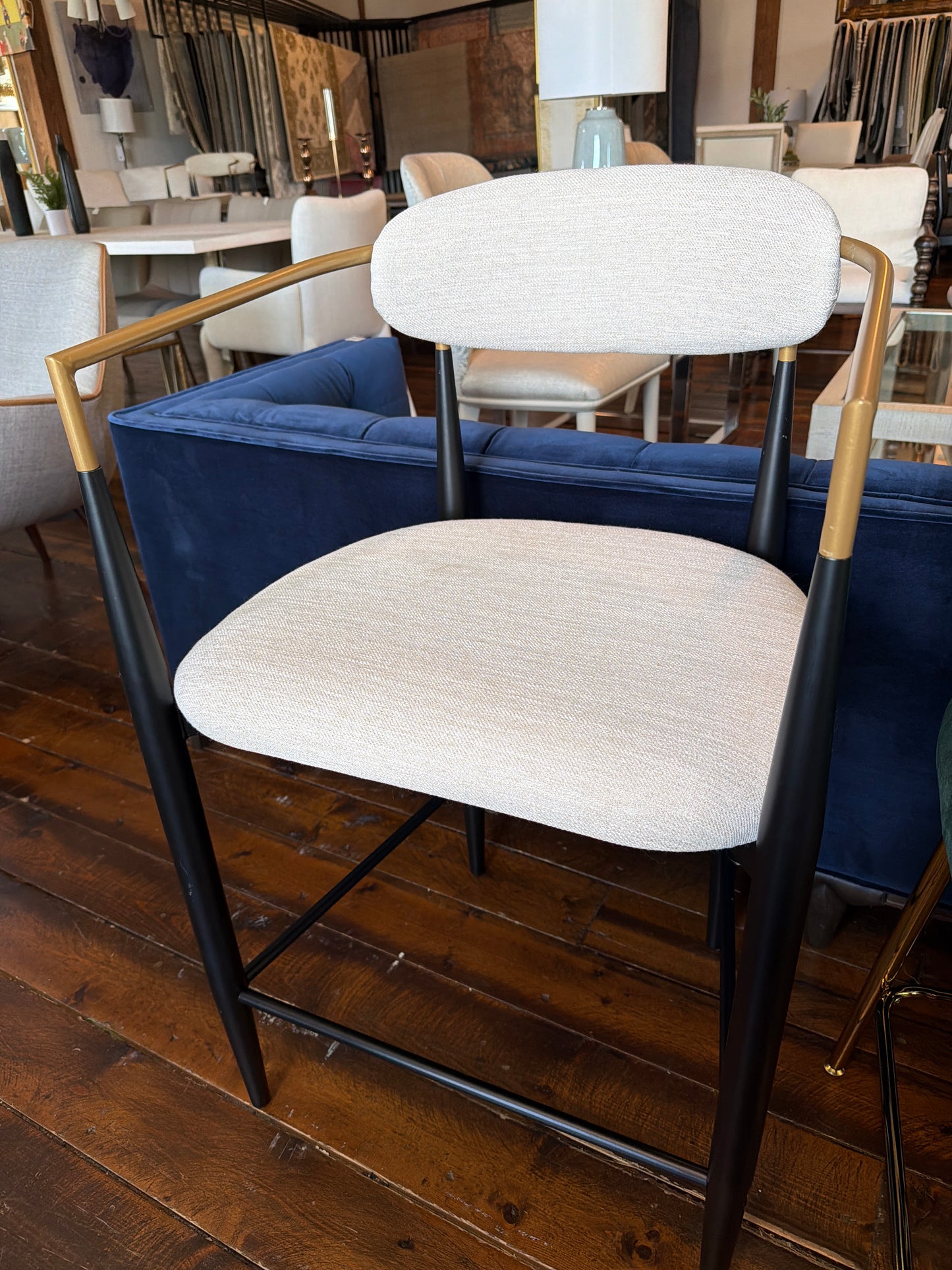 Modern upholstered Arhaus dupe counterheight barstool ✨