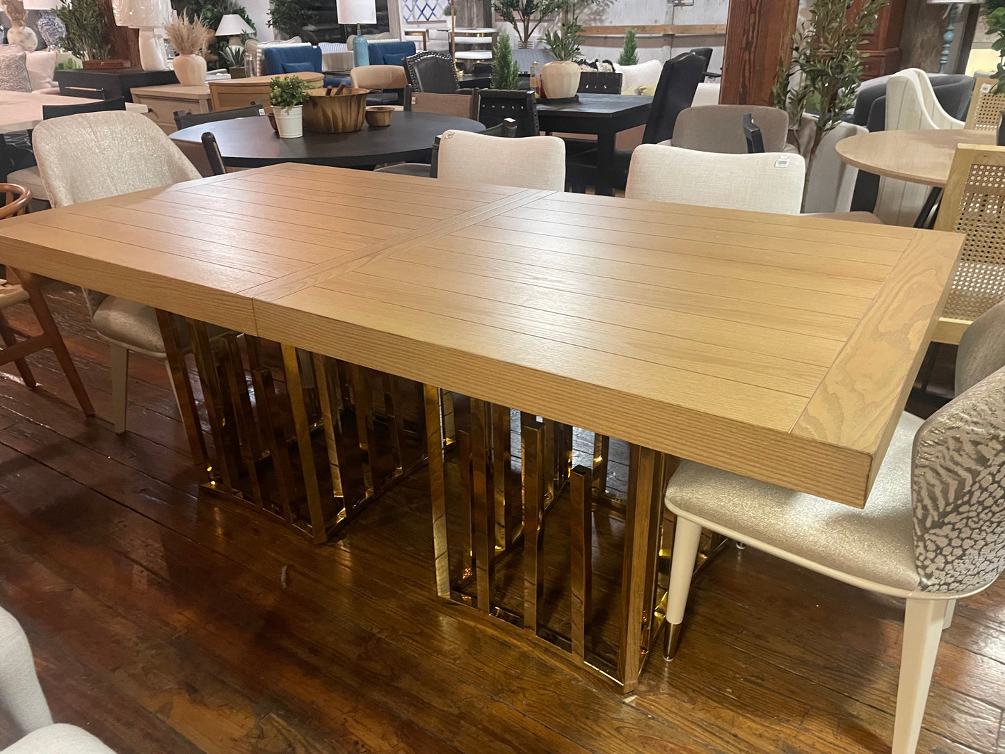 Modern wood dining table 40x80 w/ gold legs ✨