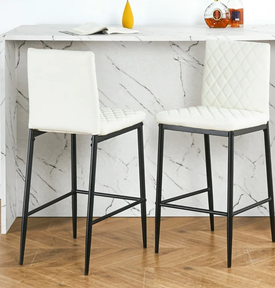 2 vegan leather white counterheight barstools🤍