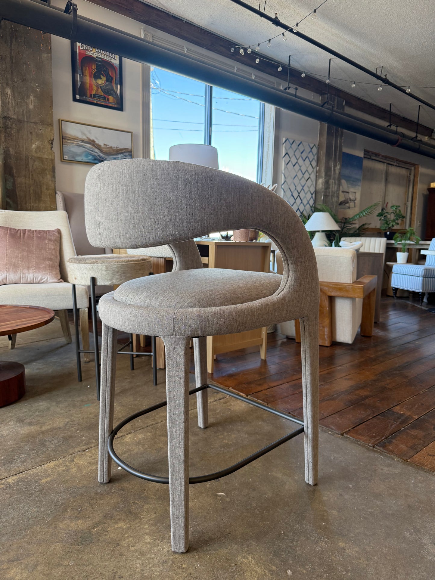 Four Hands upholstered modern counterheight barstool🍷