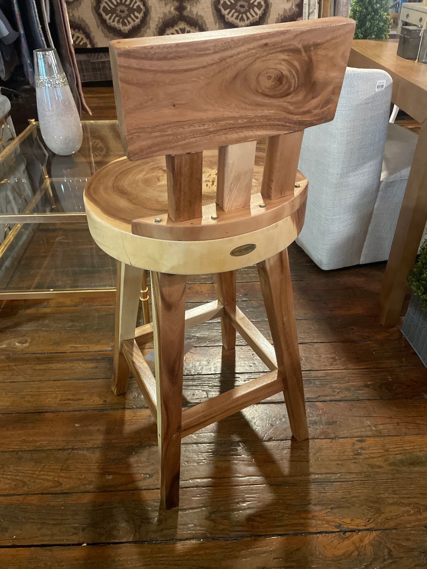 Unique teak wood barheight barstool 🍷