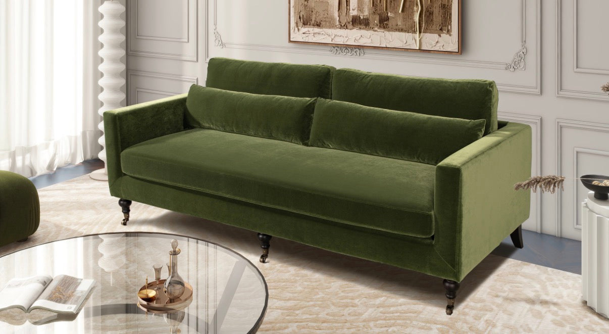 84" Track Arm Sofa with Caster Turn Legs, Olive Green 🫒