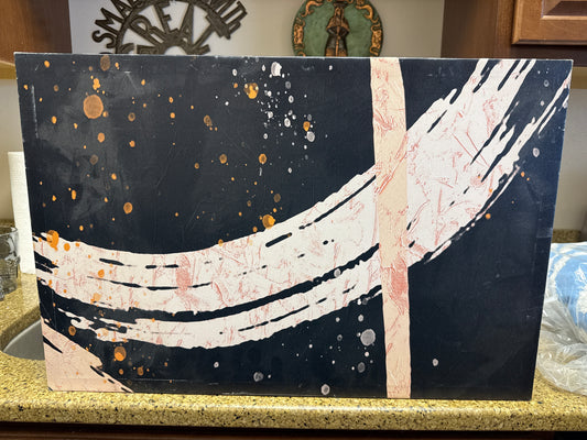 Charcoal Pink Abstract Canvas, 16x24 💕