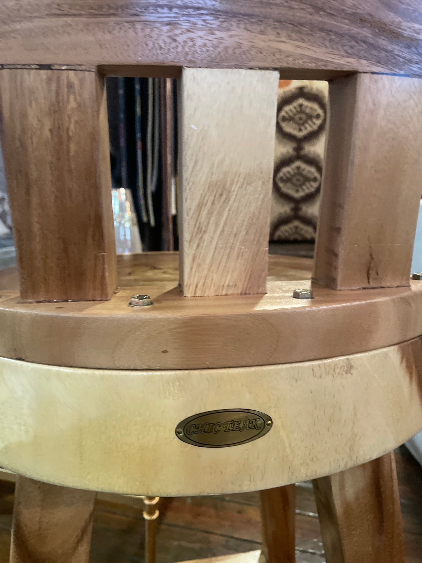 Unique teak wood barheight barstool 🍷