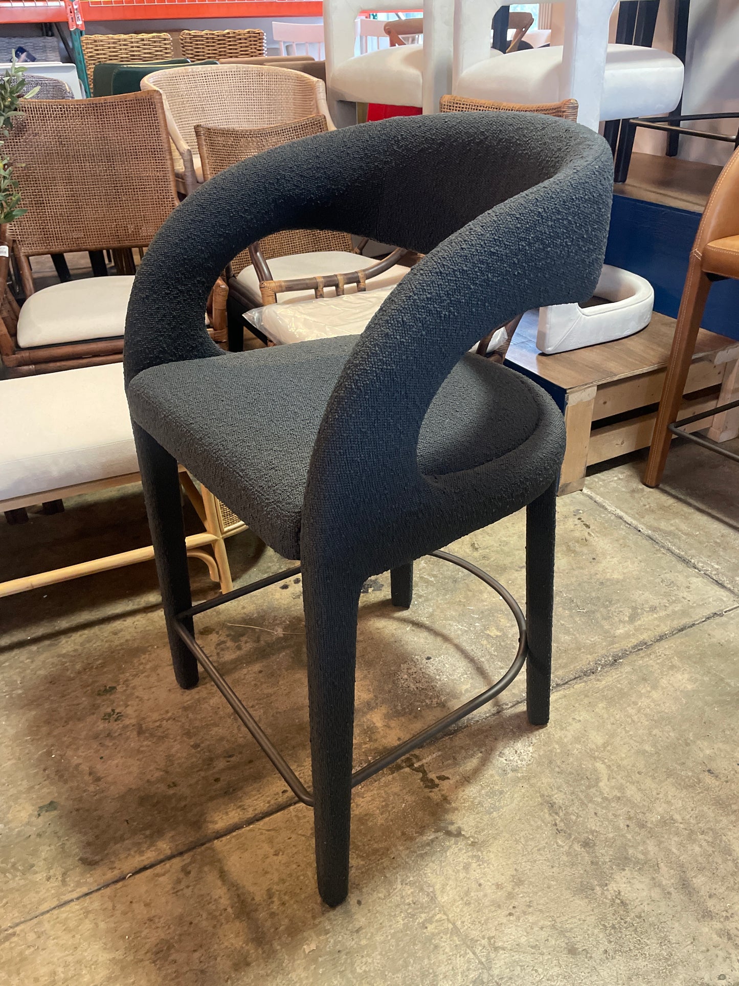Four Hands counterheight charcoal boucle barstool 🥂