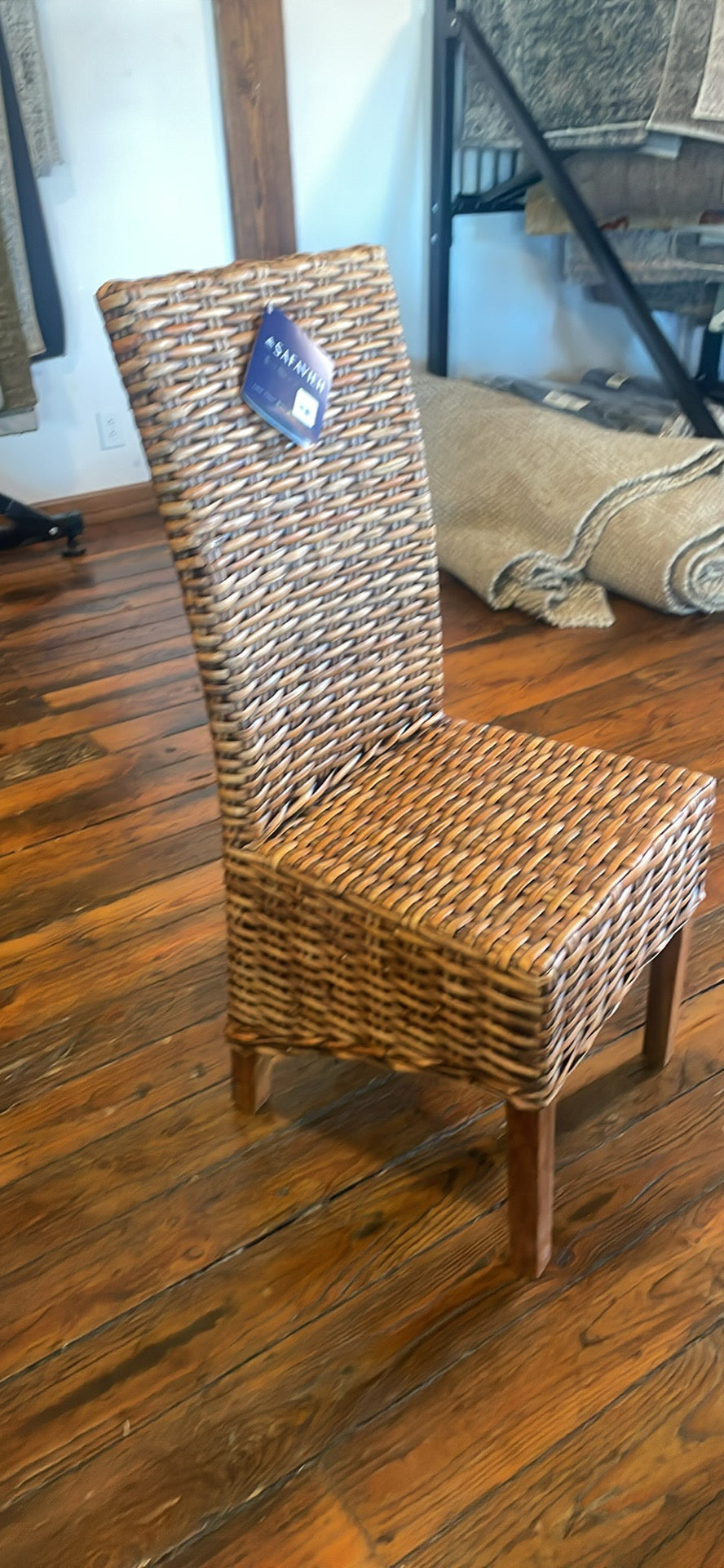 Brown wicker dining chair 🌻