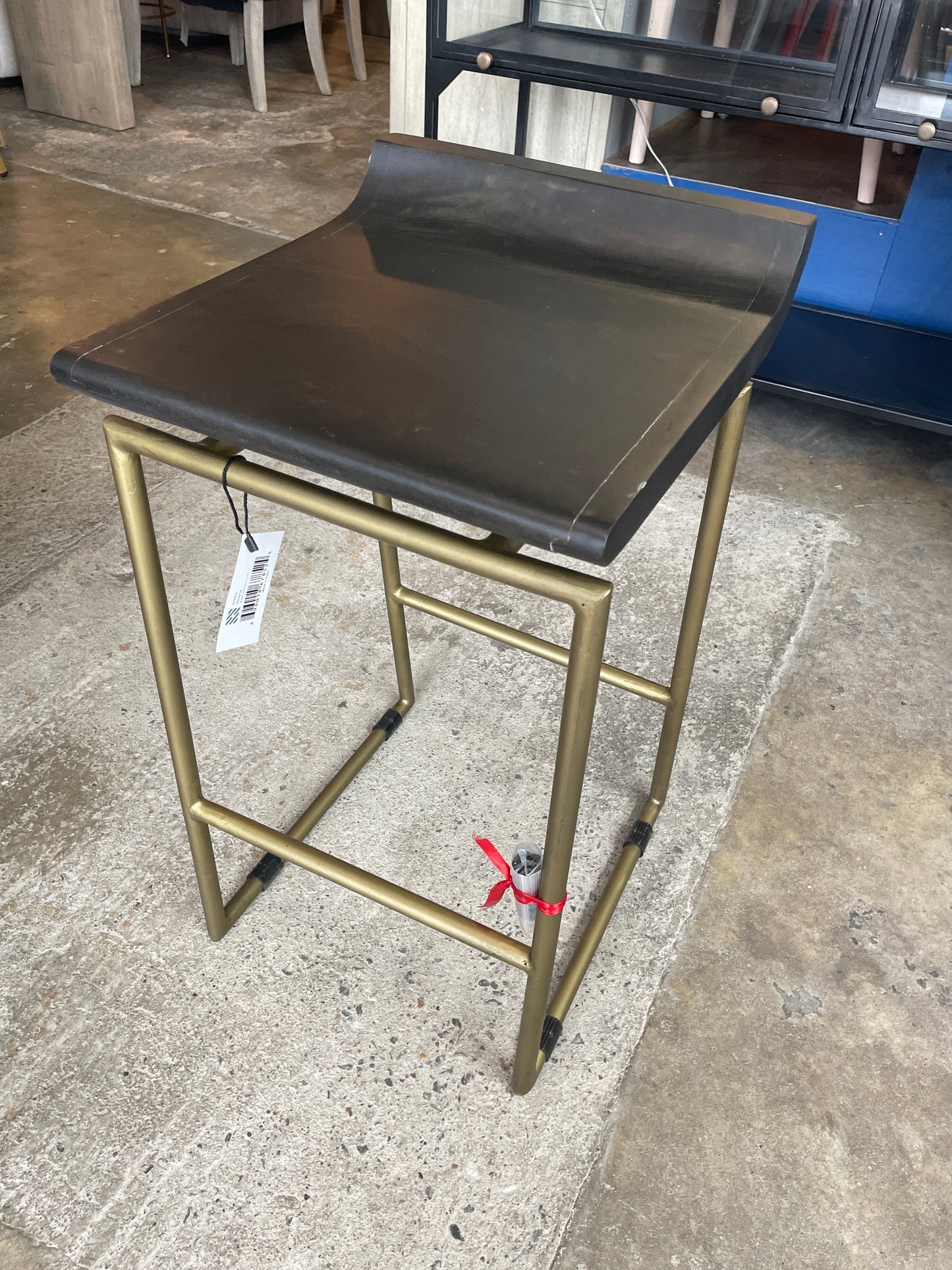 Black wood & gold metal backless Mercana 24” counterheight barstool 🍷