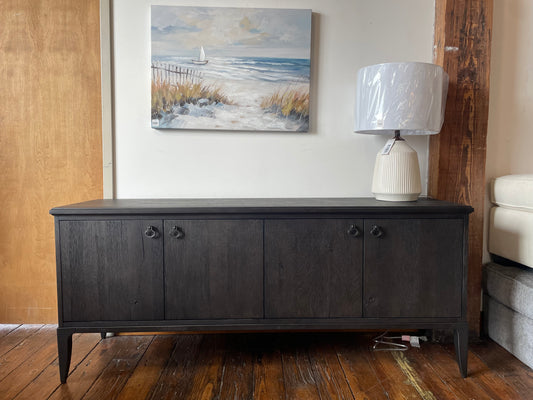 Four Hands worn black oak media console 📺
