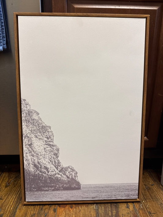 Wood Framed Grayscale Cliff Canvas, 16x24 🌊