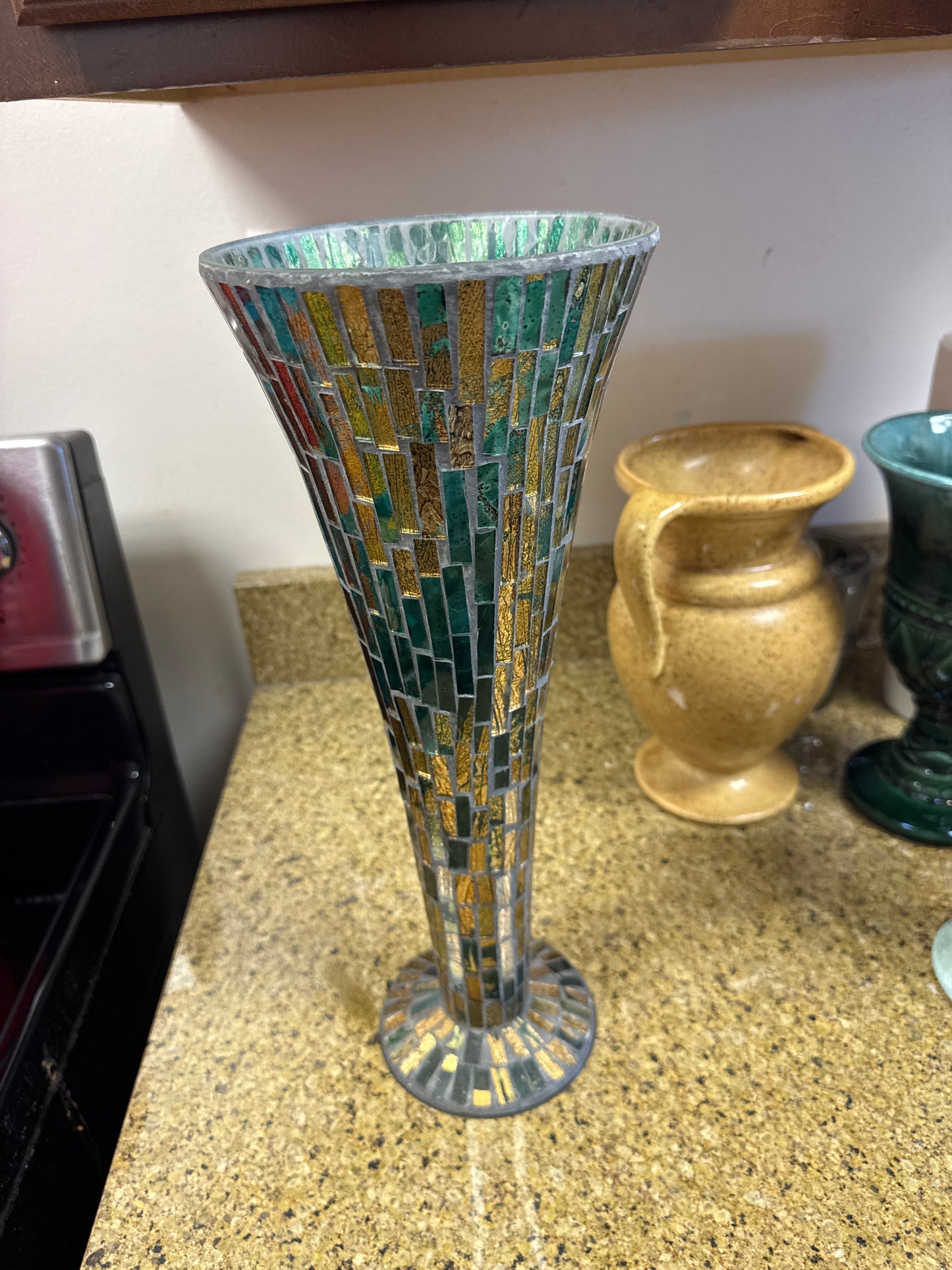 Blue & gold tall mirrored vase 💙💛
