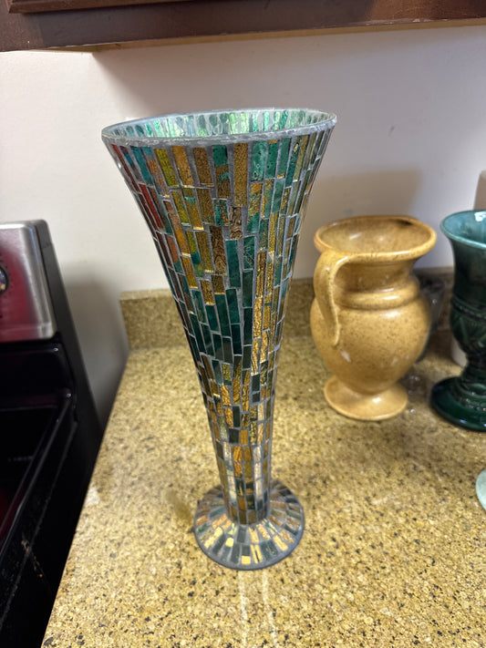 Blue & gold tall mirrored vase 💙💛