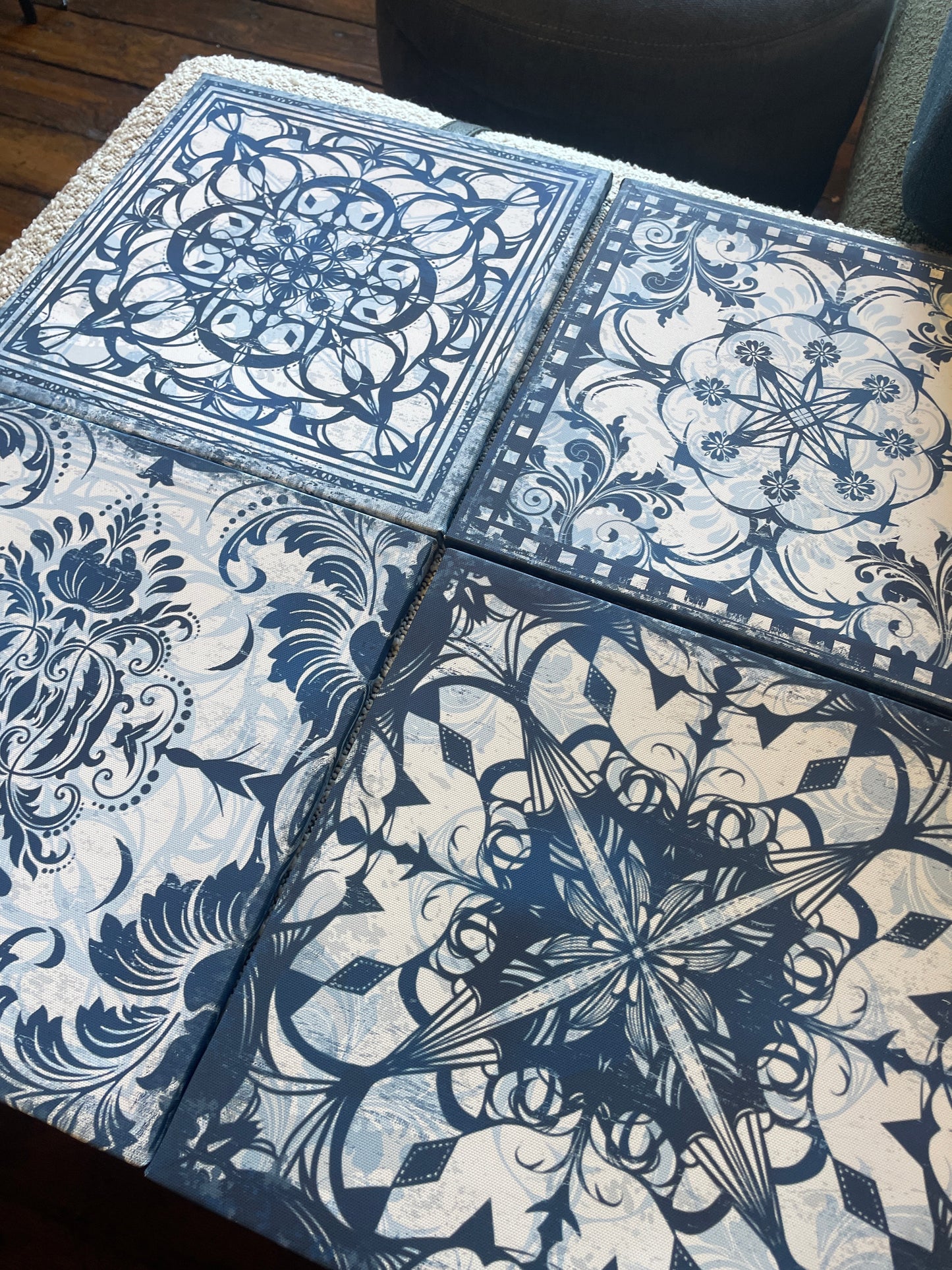 Blue & white tile canvas art ✌🏻