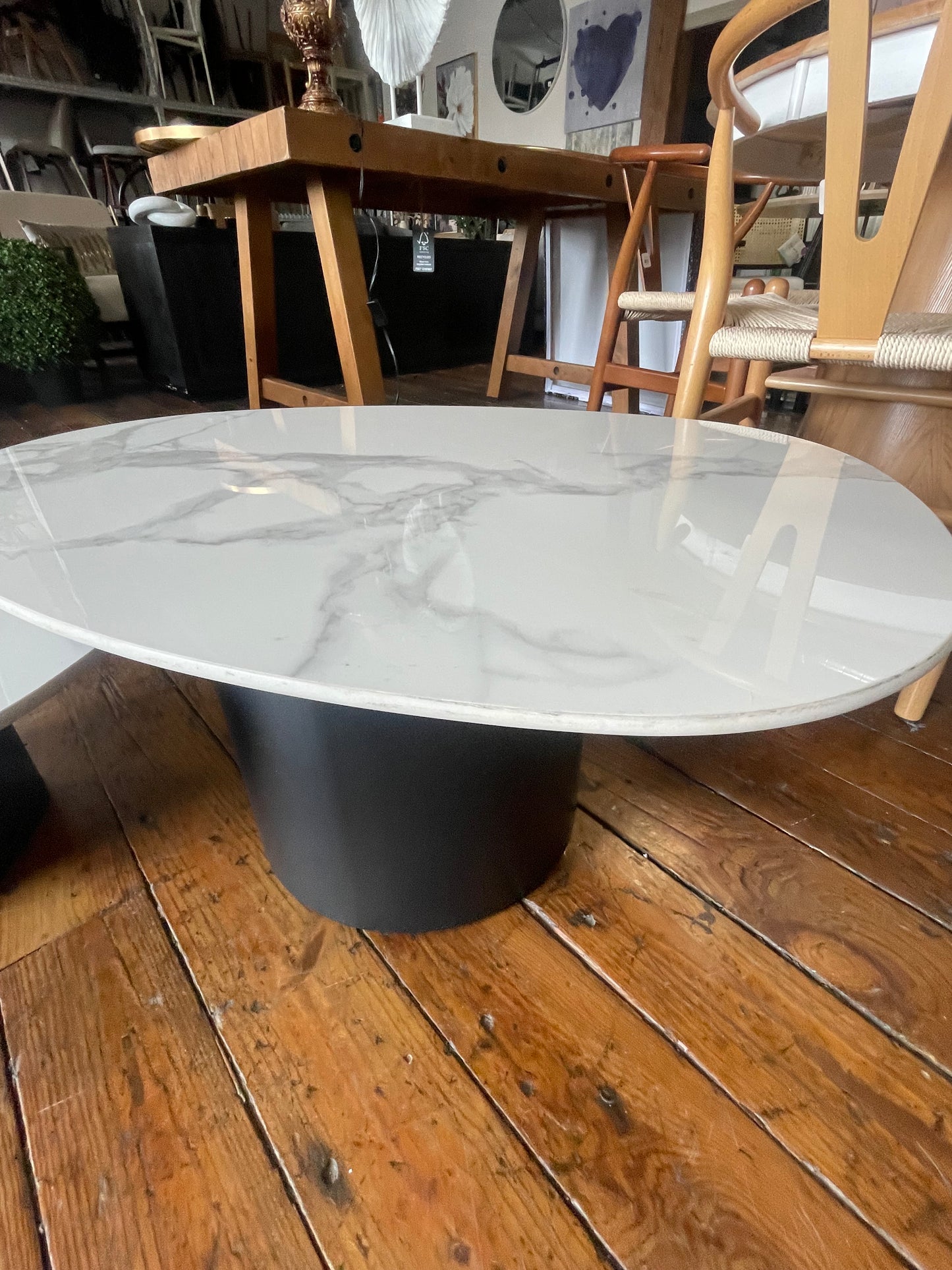 Set of 2 white ceramic marble coffee tables ☕