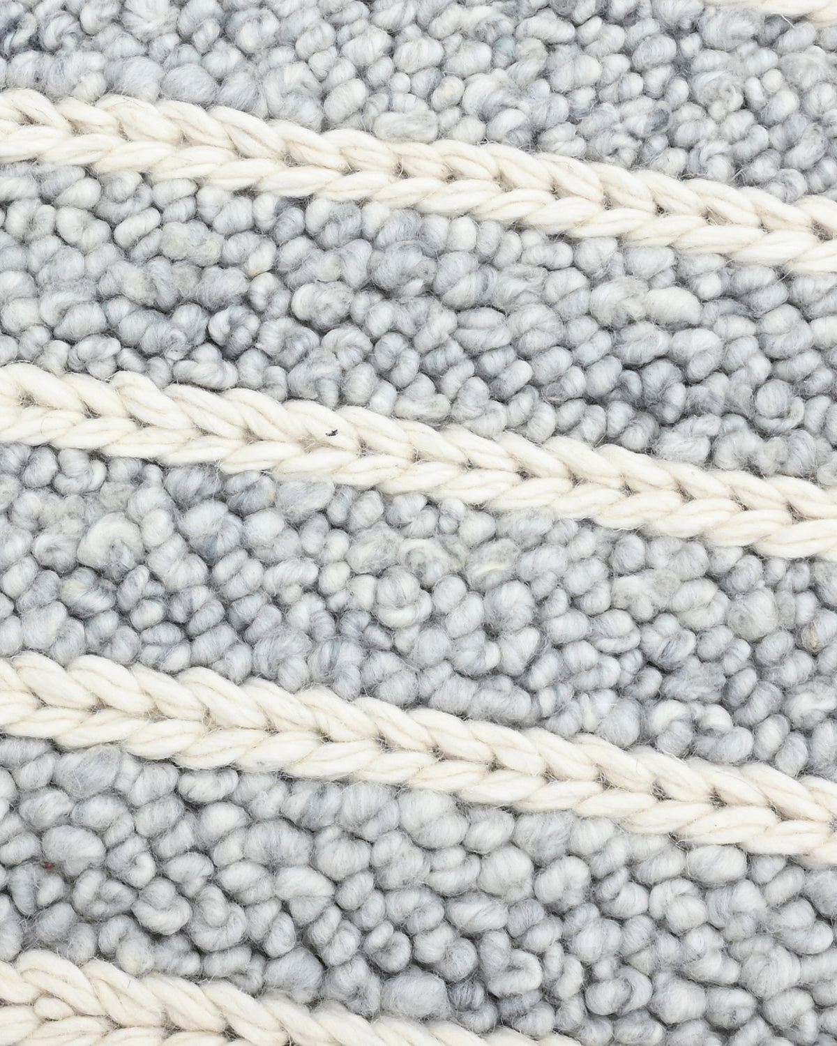 Grey and white striped wool rug 5' x 8'