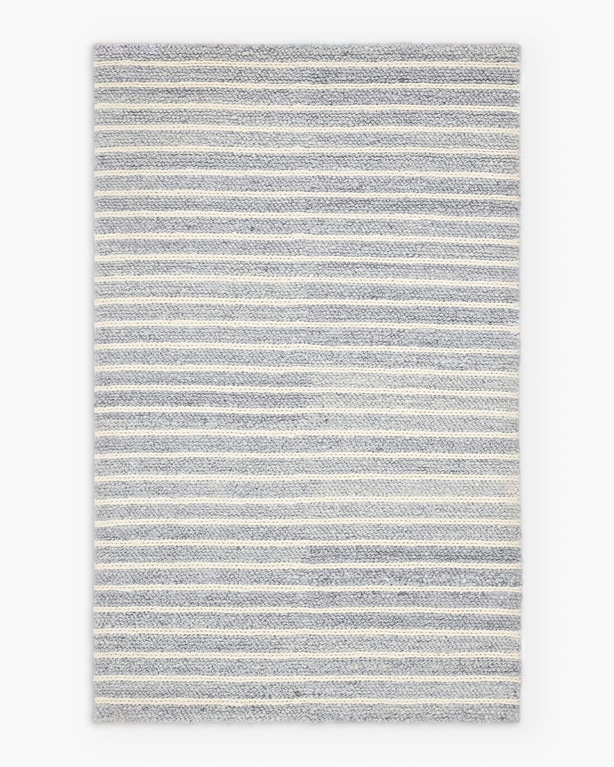 Grey and white striped wool rug 5' x 8'